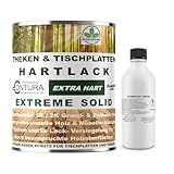 Contura Hartlack 2K Lack Thekenlack Seidenglänzend Tischplattenlack Theken Holzlack Klarlack Set mit Härter Contura Zweikomponenten Lack farblos (Transparent, 750ml.)