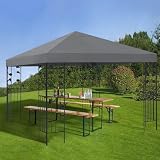 OKYUK Ersatzdach für Pavillon Pavillondach Wasserdicht Doppeldach Schutzhaube Ersatzbezug Dachbezug für Garten Pavillon (3x3M – Grau Einzeldeckel)