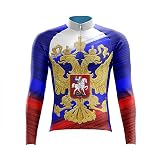 DELIGUO Adsport-Trikots Für Herren - Russland Fahrradtrikot Langarm Sportbekleidung Schnell Trocknend Atmungsaktiv Pro Team Fahrradtrikot Fahrerpullover Motocross-Stil SPO,Wie Abgebildet,S