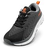 FitVille Extra Weite Laufschuhe Herren Joggingschuhe Gedämpft Sportschuhe Leicht Atmungsaktiv Turnschuhe Tennis Fitness Jogging Walkingschuhe,Schwarz mit Grau,47 EU,X-W