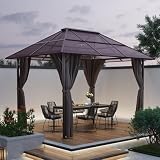 Homall Pavillon 3x4 Wasserdicht Stabil Winterfest，Terrassenpavillon Hitzebeständigen Metallsäulen für Party,Outdoor AluminiumRahmen Gartenpavillon，Garten Pavillon Doppellagiger PC Sonnenschutzp