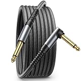 JSAUX 6.35mm Gitarrenkabel 3M, Instrumentenkabel Kompatibel mit E Gitarre, Bass, Schlagzeug, Pedale, Verstärker, Mischpulte, Tuner, Lautsprecher, Akustik, Rechtwinkliges Klinkenkabel G
