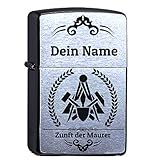 elbedruck Maurer Zunftsymbol mit Gravur Personalisieren Lasergravur Compatible with Zippo personalisiert, Zunftwappen Zunft Polier Bauhandwerker g