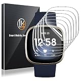 LK 6 Stück Schutzfolie Kompatibel mit Fitbit Versa 3 / Fitbit Sense Folie, Kompatibel mit Hülle Blasenfreie Klar HD Weich TPU Display