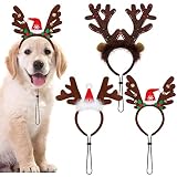 Pedgot 3er Pack Weihnachts-Pet-Kopfschmuck Xmas Haarschleife Braun Rentiergeweih Stirnband Weihnachts-Pet-Kostüm Haaraccessoire für H