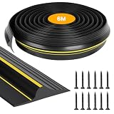 NUTKIT Garagentordichtung 6M, Gummi DIY Garagentor Schwellendichtung mit 24 Schrauben, Universeller Garagentor Dichtung, Bodenpuffer-Bodenabdichtung Wetterfest für Saubere＆Trockene Garagen(H14mm)