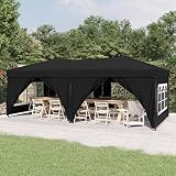 Rantry Faltbares Partyzelt mit Seitenwänden, schwarz, 3 x 6 m, Möbel, Außenpavillon für Garten, Balkon, Terrasse, Gartenpavillon, faltbar,