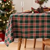 Tischdecke Weihnachten 140x200cm, Karierte Weihnachtstischdecke Abwaschbar, Rechteckig Weihnachts Tischdecke für Party Tischdeko Küche Hochzeit Weihnachtsdeko (Rot und Grün)