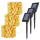 Soagrc 3 Stück Solar Lichterkette Outdoor - 3x10M 100 LED Lichterkette Außen, IP65 Wasserdicht, 8 Modi Solarlichterkette für Garten, Balkon, Terrasse, Baum, Warmweiß Deko Weihnachtsbeleuchtung