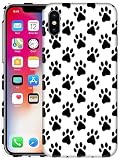 SM CASES Schutzhülle für iPhone X, iPhone Xs – Hundepfotenmuster, 3D-gedrucktes Design, Hartplastik, kompatibel mit iPhone X/Xs, Weiß