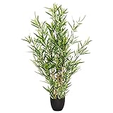 hjh OFFICE Kunstpflanze Mini Bambus Höhe 100 cm Grün Deko Kunstbambus Bambusbaum Zimmerpflanze künstlich, 871005