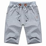 Generisch Kurze Sporthose Herren Sport Shorts mit Reißverschlusstasch Stretch Gym Herren-Shorts mit Tasche Leicht Trainingshose Laufhose Gym Jogginghose Sweathose Freizeithose S