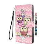 UCool für Samsung Galaxy S6 Edge Hülle PU Leder Flip Klappbar Lederhülle Schutzhülle 3D Bunte Muster Wallet Cover Case Handyhülle [Kartenfach] Tasche Etui Handytasche Rosa E