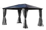 Jet-Line® | Alu Pavillon 3 x 4 m | Pergola Überdachung | Gartenpavillon Taneo | 3 x 4 m | Aluminium Rahmen | mit festem Dach | anthrazit | Garten | Überdachung | Garten Hardtop Winterfest stab
