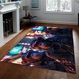 UERWOWELL Funky Monkey Print Großer Teppich 150x200cm belebte Straßen in der Stadt Rutschfester Teppich Backing Waschbare Küchenmatten Computerstuhl Teppich für das Bü