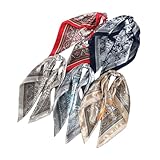 5 Stück Kopftuch Damen Bandanas Haartuch Halstuch Haarschmuck Quadratischer Schal Seide Kopftuch Seiden Women's Scarves Drucken Kopfbedeckung Kopftuch Schal Glatter Seidenschal Damen (60 * 60CM)