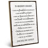 ARTFAVES® Holzschild mit Spruch - FAMILIENREGELN - IN UNSEREM ZUHAUSE | Shabby Chic Vintage Schild | Deko Geschenk zum Thema Familie, Zuhause | Größe: 19 x 28