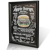 Verschiedene Arten von Snack-Rezepten, Wanddekoration, Hamburger, Hot Dog, Pizza, Sandwich, Pommes, Kuchen, Grill, 33 x 43 cm, gerahmt (Gemüse-Burger)
