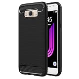 AICEK Samsung Galaxy J7 2016 Hülle, Schwarz Silikon Handyhülle für Galaxy J7 2016 Schutzhülle J710 (5,5 Zoll) Karbon Optik Soft C