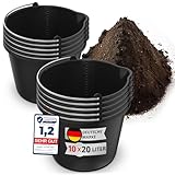 10x Oramics 20L Eimer mit Ausguss Tülle – Baueimer Kübel für Zement und Mörtel – Stabiler Wassereimer mit Skala für Haushalt, Garten, Baustellen und Landwirtschaft (10x 20 Liter Mörteleimer)