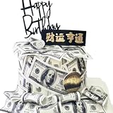 50 Stück Dollar Tortenaufleger, Esspapier Geldscheine Geld Torte Kuchen Topper, Dollar Kuchendekoration Happy Birthday Tortenstecker, Essbare Dollar Kuchenaufstecker für Geburtstag Kuchen Dek