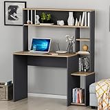 HOMIDEA Olivia Computertisch - Schreibstisch mit Ablagen 45T x 114B x 139H für Büro, Wohnzimmer oder Kinderzimmer (Olivia - Antrachite)