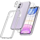 FLLAO Handyhülle für iPhone 11 Hülle mit 2 Schutzfolie und 1 Kameraschutz, Weiche TPU Silikon Stoßfest Schutzhülle [Schutz in Militärqualität] Durchsichtige Kratzfest Dünne iPhone 11 HandyHü