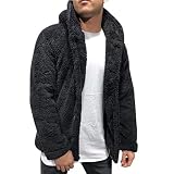 Allence Herren Teddy Fleece Jacke mit Taschen Warm Plüsch Mantel Hoodie Sweatshirt Outwear Farbe Größe Wählb