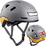 Allround Helm mit LED Beleuchtung: Fahrradhelm mit integriertem Licht: anpassbar, belüftet, leicht | Cityhelm für Herren + Damen: sicher im Stadtverkehr, E-Bike, MTB, Scooter, Skateboard, R