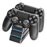 snakebyte PS4 TWIN:CHARGE 4 – schwarz – Ladestation für PlayStation 4/ PS4 Slim / PS4 Pro Dualshock 4 Controller, Docking Station für 2 Gamepads inkl. MICRO USB Kabel, LED-Ladezustandanzeig