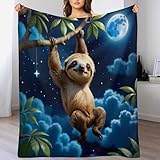 AAPZY Faultier Flanell Fleece Decke, Kuscheldecken, Superweiche Leichte Flannel 3D Für Couch Bett Flauschige Wohndecke （180×200cm）