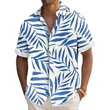 Hemden Herren Kurzarm Fasching Hawaii Shirt Sommerhemd Hawai Leinen Hemd Herren Business Hemd Herren Poloshirt Kurzarm Hemd Weiß Hawaii-Banner Hemd Herren Kurzarm Hawaii Blau 3XL