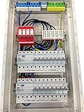 Unterverteilung Hager VU36NC Sicherungskasten Unterputz 3-reihig mit Überspannungsschutz, Klemmblock, 2x CDA440D, 1x MBN316, 13x MBN116, fertig