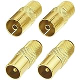 Greluma 4 Stück F-Typ TV Antennen-Koaxial Koppler, F-Typ Schraubanschluss Buchse auf RF Koax-Antennenadapter (F-Typ-Buchse - TV-Stecker/Buchse)