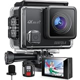 Surfola Action Cam 4K, Unterwasserkamera 40M Wasserdicht 20MP EIS Bildstabilisierun 170° Weitwinkel Helmkamera WiF