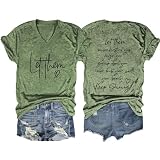 „Let Them Misunderstand You“-T-Shirt für Damen, inspirierende Grafik-T-Shirts, lässiges Kurzarm-Shirt mit V-Ausschnitt, motivierende Oberteile Bluse Knoten (AG, XXL)