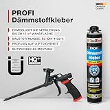 Isolbau B2 Dämmstoffkleber SET - 4 x 750 ml Perimeterkleber, 2 x PU-Schaum-Reiniger & 1x Schaumpistole für EPS & XPS-Platten - 1K PU-Klebeschaum für Fixieren und Dämmung
