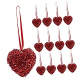 Amosfun 3 Sätze Valentinstag-anhänger Hochzeitsdeko Hochzeits Dekoration Weihnachtsherzdekoration Herz Hängende Ornamente Dekorative Herzförmige Requisite Plastikteil Rot 12 Stück * 3