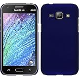 PhoneNatic Case kompatibel mit Samsung Galaxy J1 (2015 - J100) - Hülle blau gummiert Hard-case + 2 S