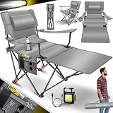 KESSER® Campingliege Campingstuhl 2in1 bis 160kg | Feldbett klappbar | Campingbett faltbar extra breit | Campinglicht & Getränkehalter + Aufbewahrungstasche & Transporttasche | Angelliege verstellb