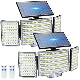 nipify 2 Stück Solarlampen für Außen mit Bewegungsmelder, 238 LED Super Hell Solar Aussenleuchte mit Fernbedienung, 3 Modi IP65 Wasserdichte Solarleuchte für Garten Outdoor W