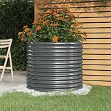 PTUGUOF Robuster Pflanzkübel für Gemüse und Kräuter aus pulverbeschichtetem Stahl, witterungsbeständiger Pflanzkübel für Garten und Terrasse im Außenbereich in Anthrazit, 80x80x68