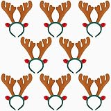 BELLE VOUS 8 Stk Weihnachts Haarreif Rentiergeweih - 10,5 cm Breit für Erwachsene - Weihnachts Kopfbedeckung für Rentier Kostüm, Kostümpartys, Feiertagsgeschenke und Foto R