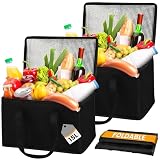 Zouway 2 Stück 15L Kühltasche Klein, Kühltasche Faltbar, Wiederverwendbare Thermotasche, Isoliertasche, Picknicktasche, Einkaufstasche für Strand/Picknick/Camping/BBQ/Outdoor/R