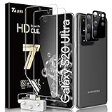 TAURI Schutzfolie Kompatibel Mit Samsung Galaxy S20 Ultra und S20 Ultra 5G 2 Stück TPU Folie und 2 Stück Kamera tempered glass Fingerabdruck-ID Unterstützen Blasenfreie Klar HD Display