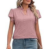 Women Bluse Women Look Shirt Shirt Short Sleeve V-anconcluded Casual für Frauen für Date (L)