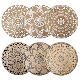 6er Set Tischsets Rund, Tischsets Platzsets für Esstisch, Placemat Hitzebeständige und Waschbare PVC Platzsets, Vielseitig Platzset Ideal für Esstische, Küche, Restaurants, Hochzeiten - 38 x 38