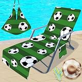 Treer Sonnenliege Auflage, Ballserie Gartenliege Abdeckung, Frottee Schonbezug Gartenstuhl mit 2 Taschen, für Strände Schwimmbäder Gartenhotels Liegenauflagen (75x210cm,J)
