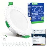HOMEOW 10er Set LED Einbaustrahler 230V Dimmbar, Led Spots 68mm - 80mm Lochmaß, IP44 Einbaustrahler LED 5W 400LM Warmweiß Neutralweiß Kaltweiß, 24mm Ultra Flach Deckenspots für Badezimmer Kü