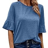 HOOUDO Day Prime 2024 Angebote Musselin Bluse Khaki Weisse Hemdbluse Damen Kurzarm Leichte Sommer T Shirts Damen Sport Oberteile Damen Locker Bluse In Wickeloptik Sale Angebote Bestellung